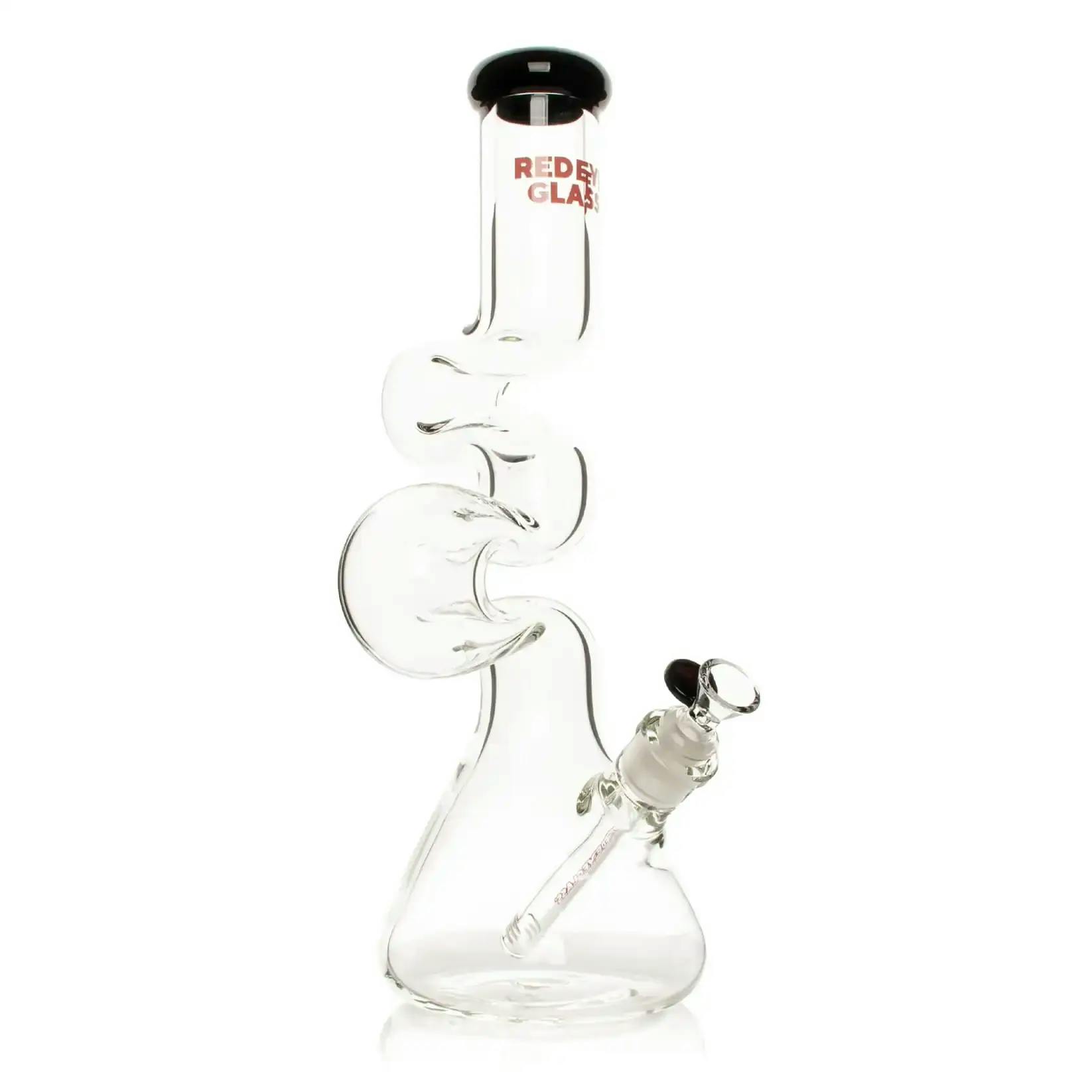 16" 7mm Thick Loop-D-Loop Water Pipe | Red Eye Glass | Black