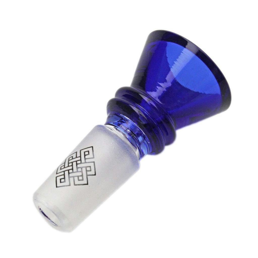 Glass Bowl Karma 14mm Ribbed Cone (Blue)
