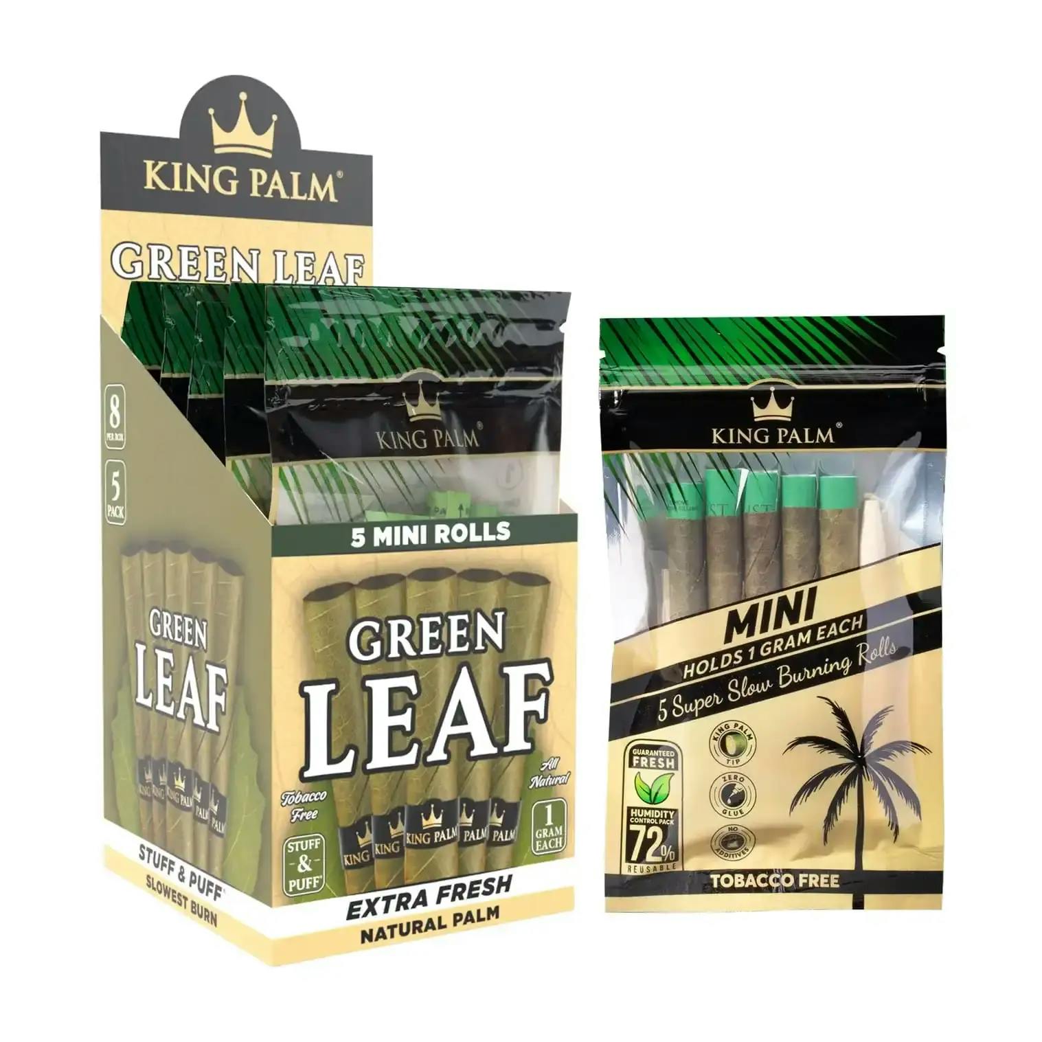 King Palm Green Leaf Mini Rolling Cones | King Palm | 5 Pack