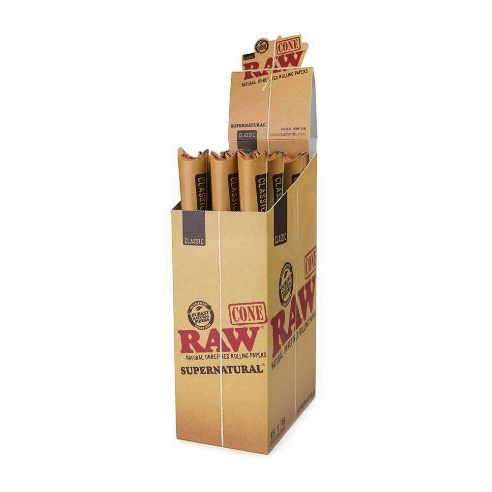 RAW CLASSIC PRE-ROLL CONE SUPER NAT SIZE 15 PC PACK