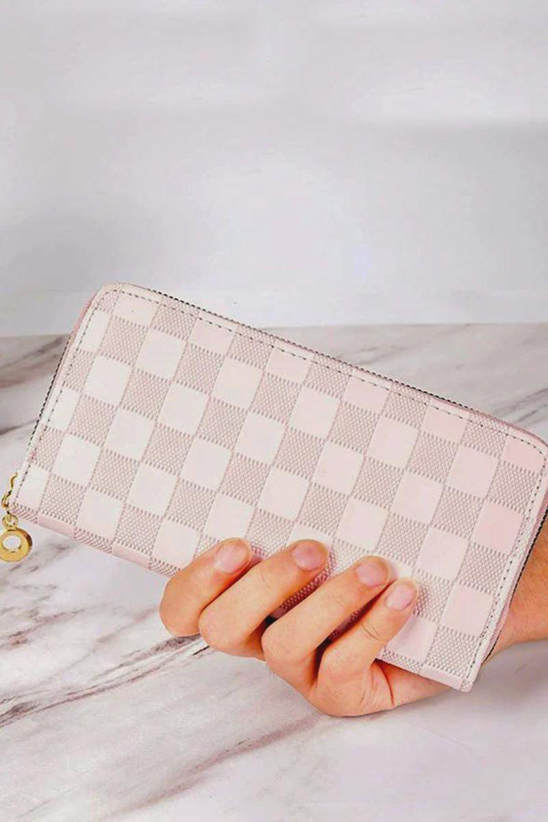 Pink Checkered Print Wallet