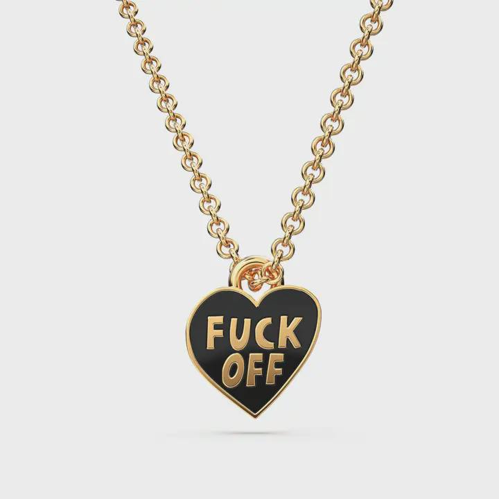 F*Ck Off Heart Pendant Necklace