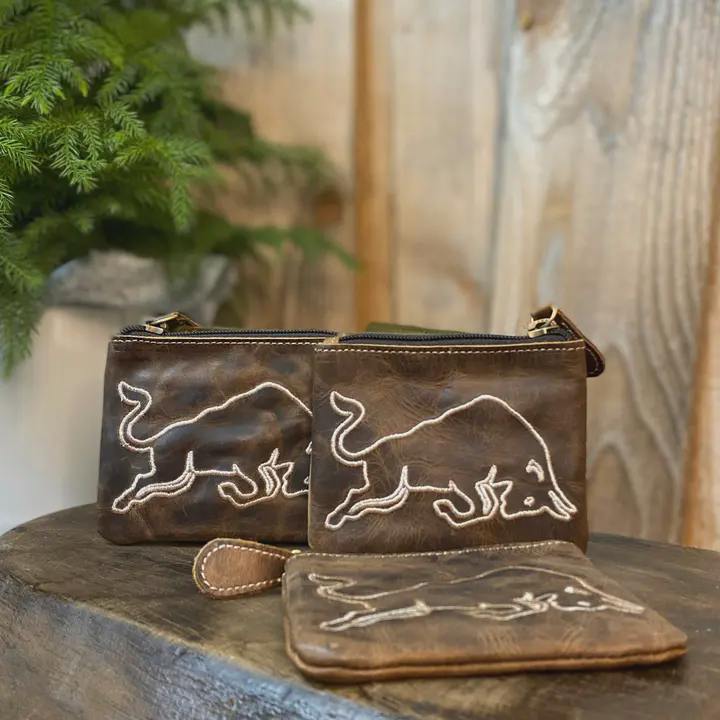 Vintage Bull Leather Coin Pouch