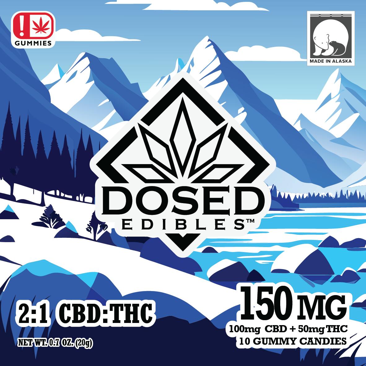 Dosed 2:1 100mg CBD: 50mg THC