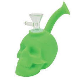 6.5" Silicone Skull Bong - GREEN