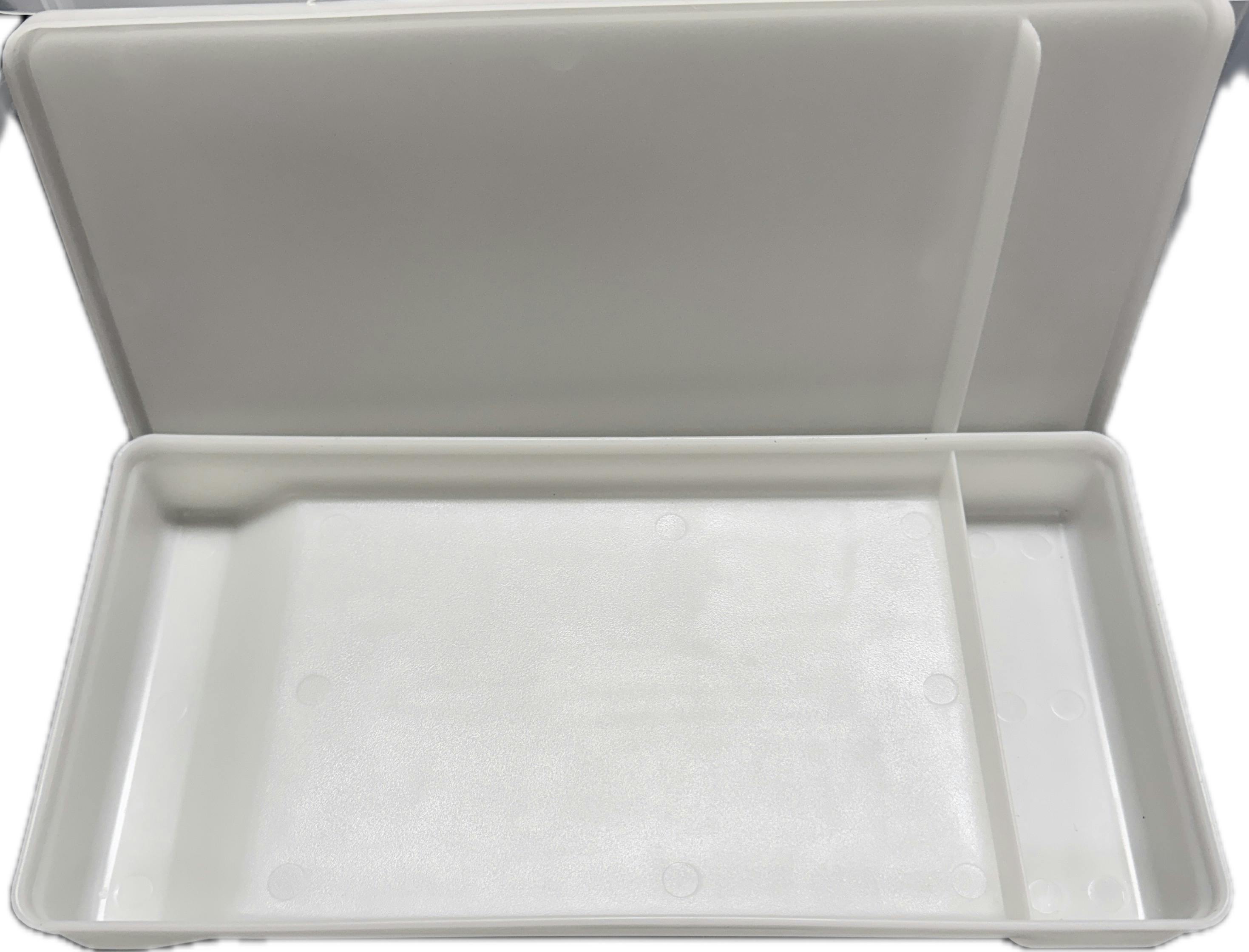 12" x 6" Large Plastic Tray with Lid | White