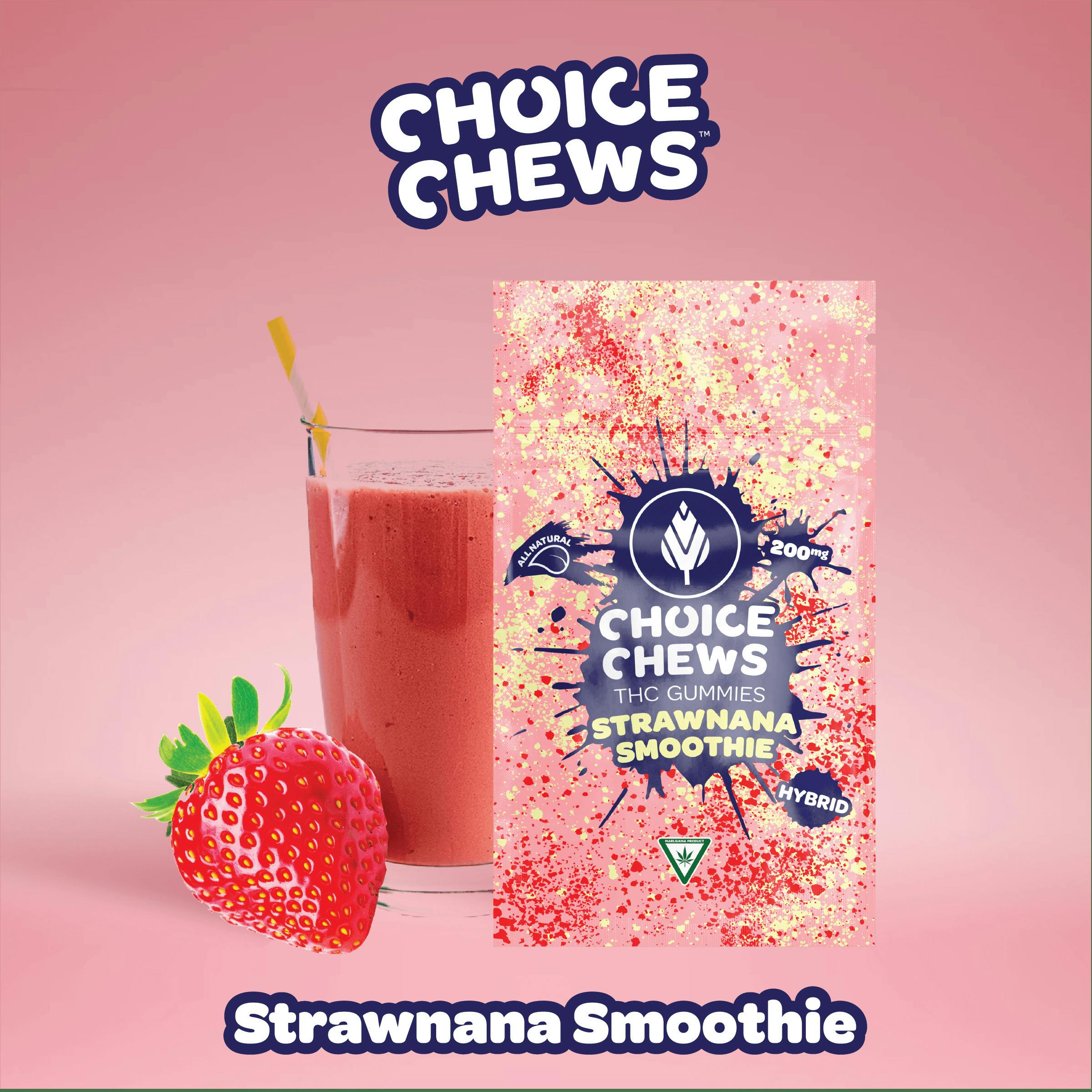Choice Chews 200mg Gummies | Strawnana Smoothie