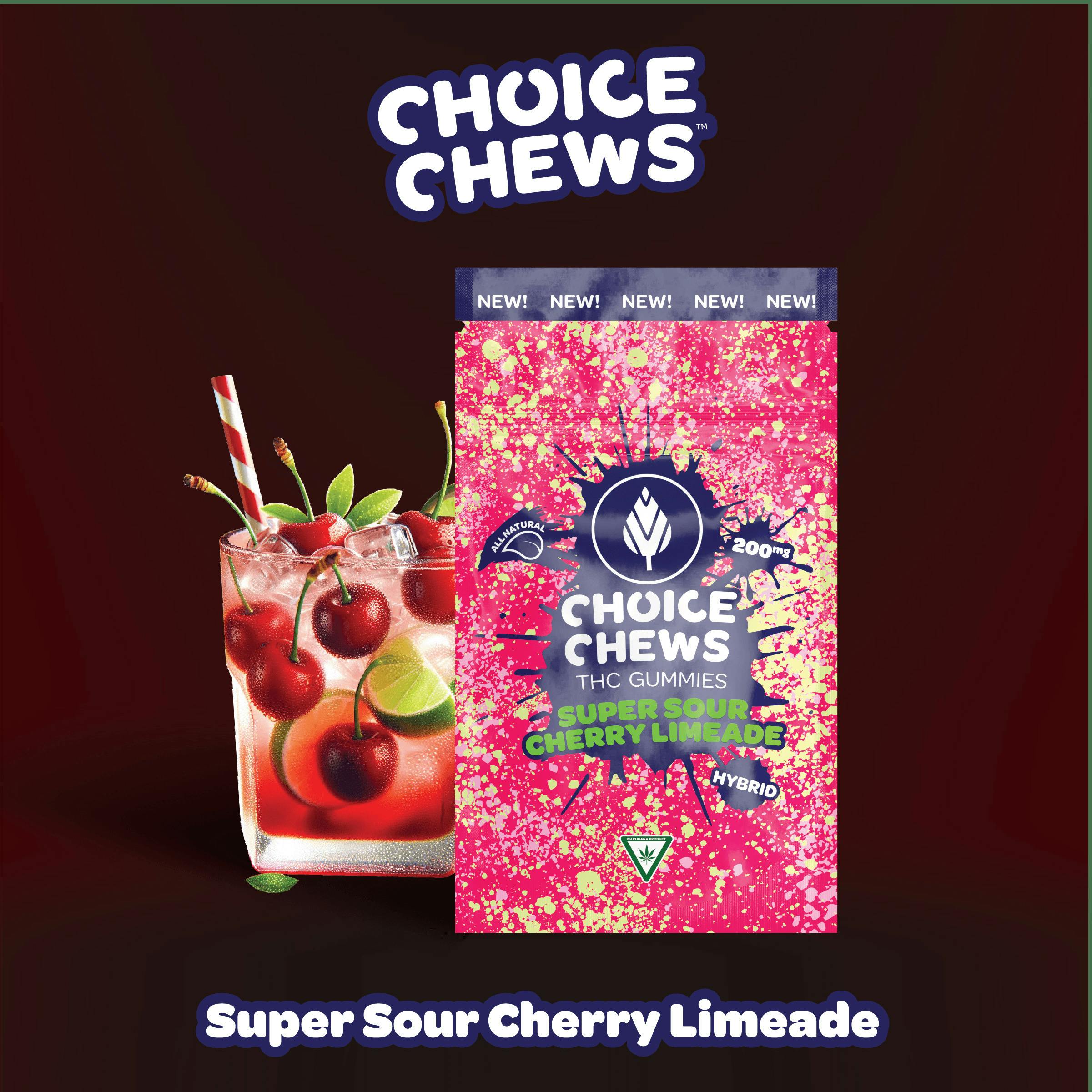 Choice Chews 200mg Gummies | Super Sour Cherry Limeade