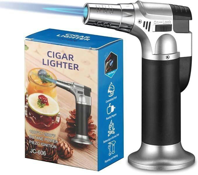 Butane Torch Refillable Kitchen Torch Lighter with Adjustable Flame Safety Lock