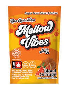 Blood Orange 100mg Live Resin THC Gummy by Mellow Vibes
