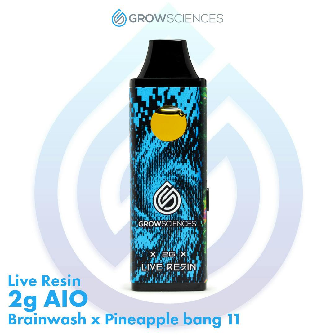 Grow Sciences Live Resin Disposable Vape 2g Brainwash x Pineapple Bang 11