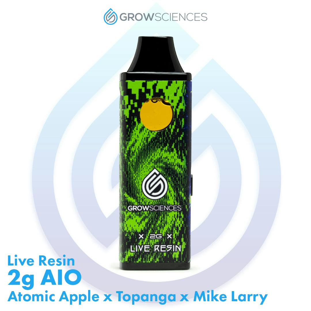 Grow Sciences Live Resin Disposable Vape 2g Atomic Apple x Topanga x Mike Larry