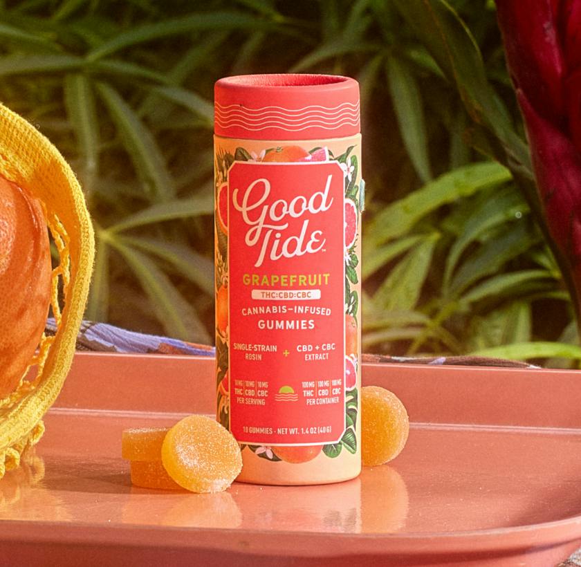 [Good Tide] Solventless: [Good Tide] Solventless Gummies - 100mg - Grapefruit (H/S)