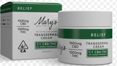 [Mary’s Medicinals] Transdermal Cream - 1000mg - 1:1 Relief 2oz No Added Fragrance