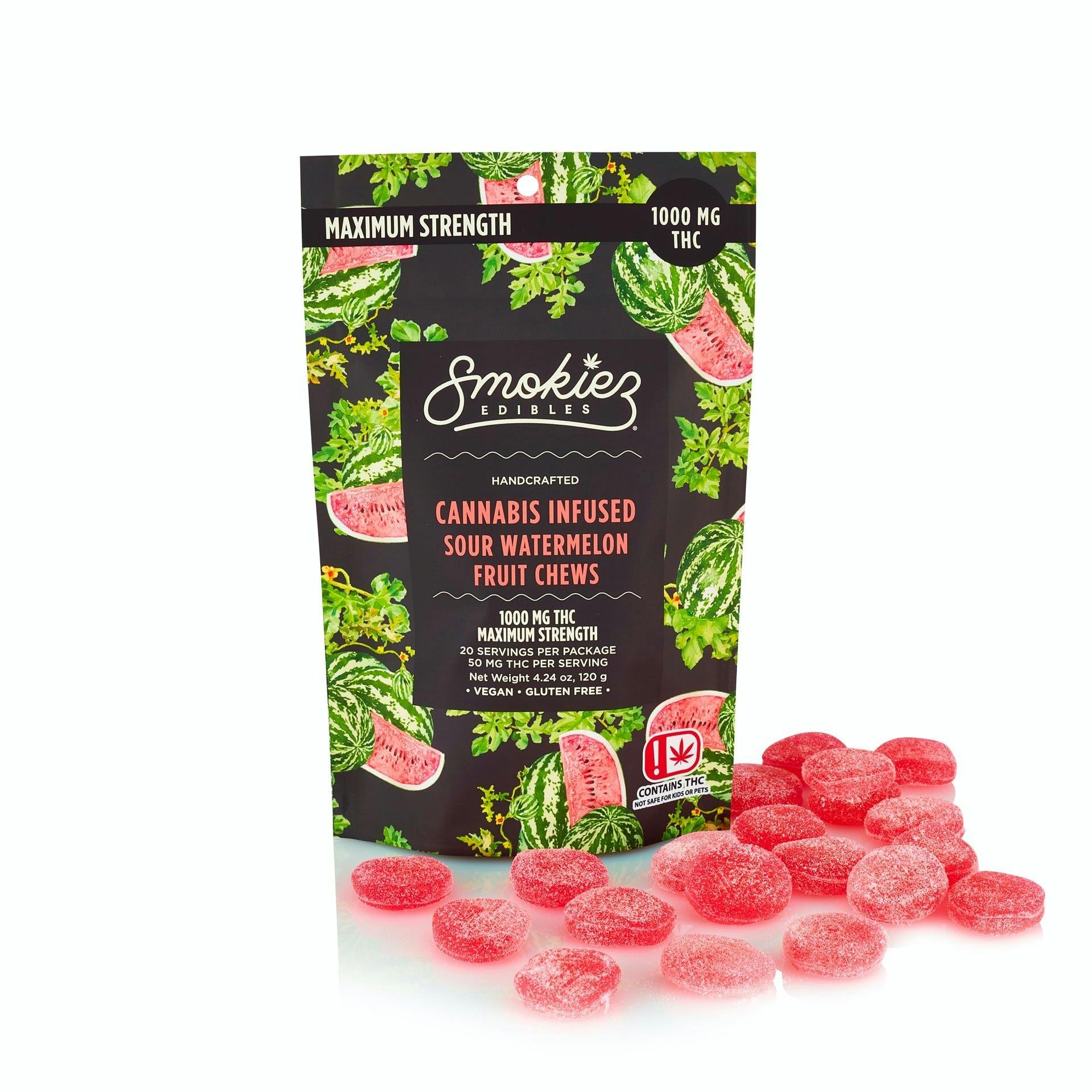Sour Watermelon Hybrid 1000mg Gummies - Smokiez