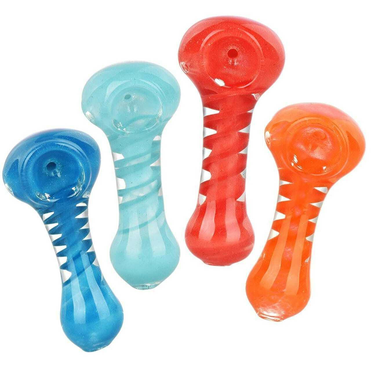 Simple Twist Up Glass Spoon Pipe - 3" - Assorted Colours