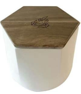 Malua Concrete Storage Jar with Walnut Lid by BRNT - White