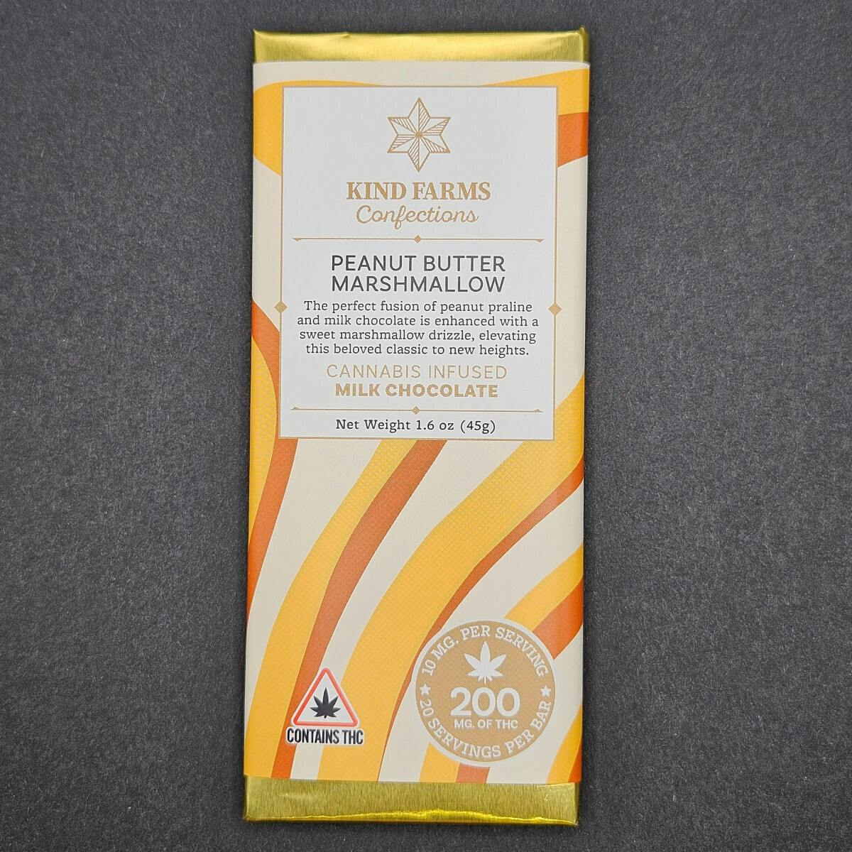 Kind Farms Confections - Peanut Butter Marshmallow Chocolate Bar (200mg)