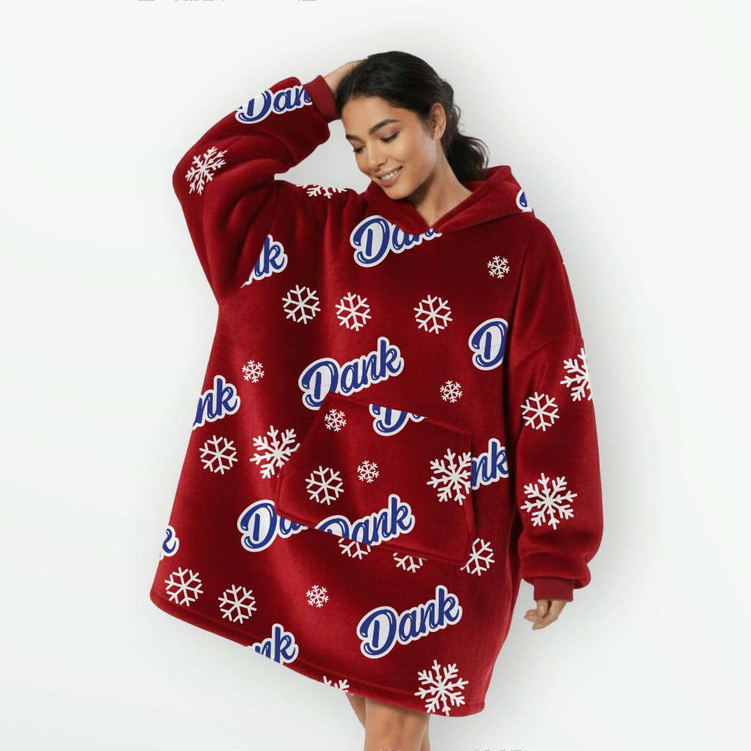 The Dankaroo | Limited Edition: Dank X Christmas Snow Flake | Red | Oversized Hoodie