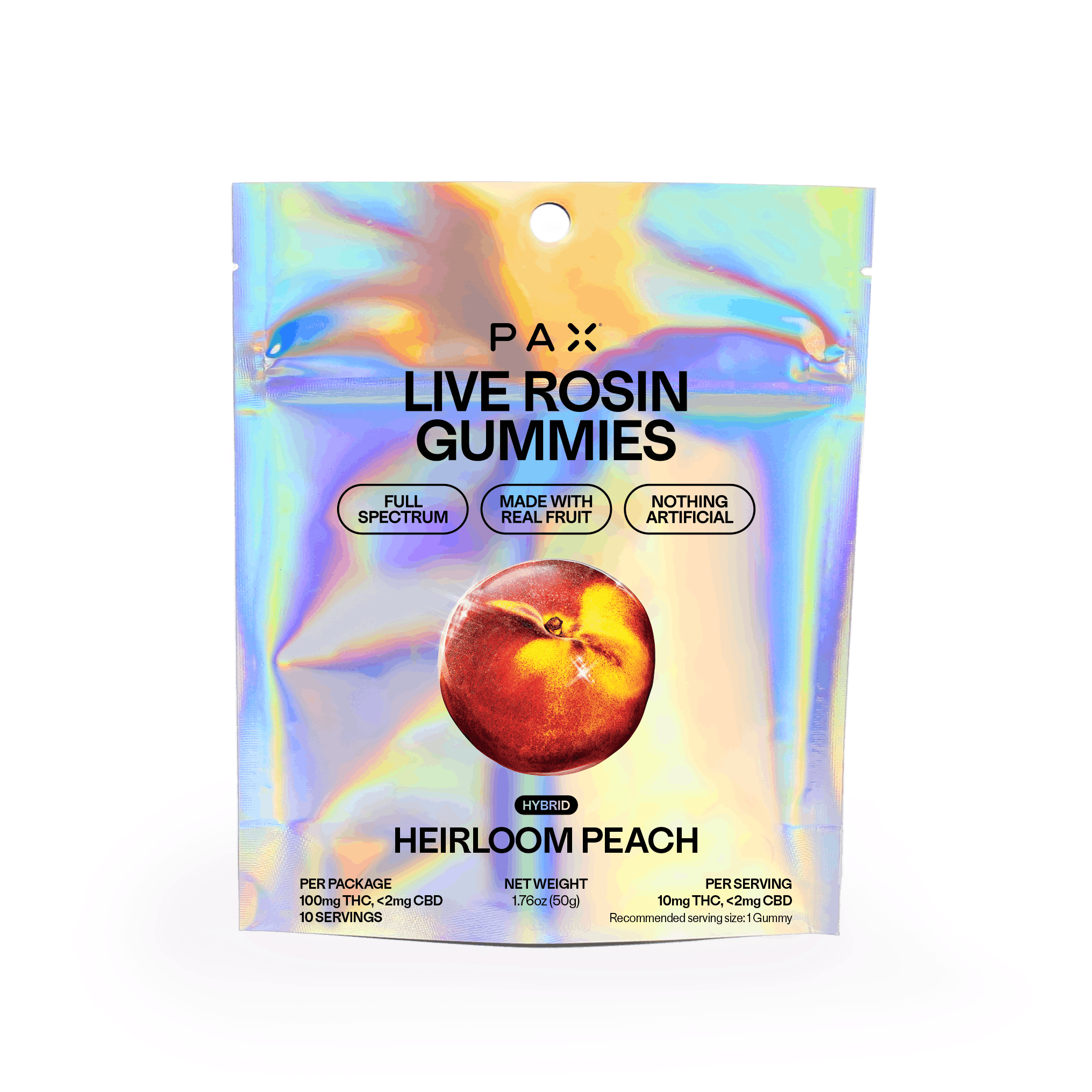 Pax - Heirloom Peach — Live Rosin Gummies 100mg