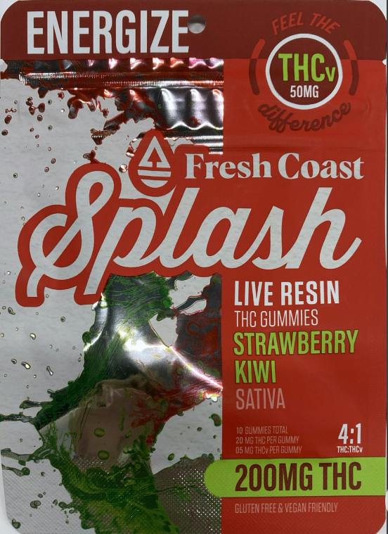 SPLASH I STRAWBERRY KIWI I LIVE RESIN GUMMY I 200MG THC/50MG THCV I 10PK