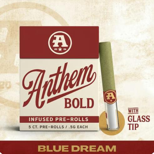 Anthem BOLD Blue Dream Infused Pre-Rolls w/ Glass Tip 0.5g | 5 pack