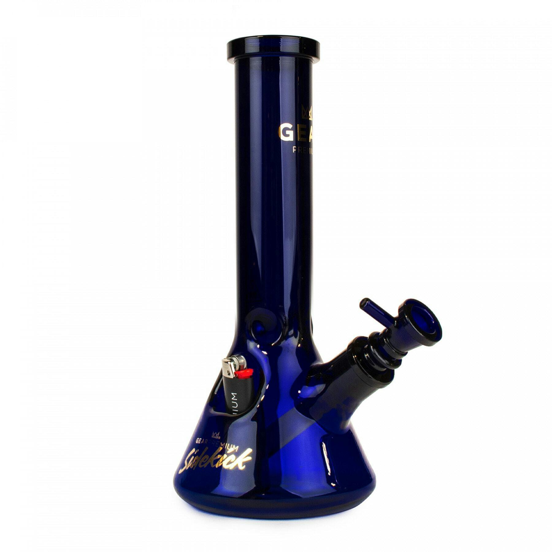 GEAR BONG SIDEKICK Medium 12" Bong (7mm thick) w/ Lighter Holder (BLUE)