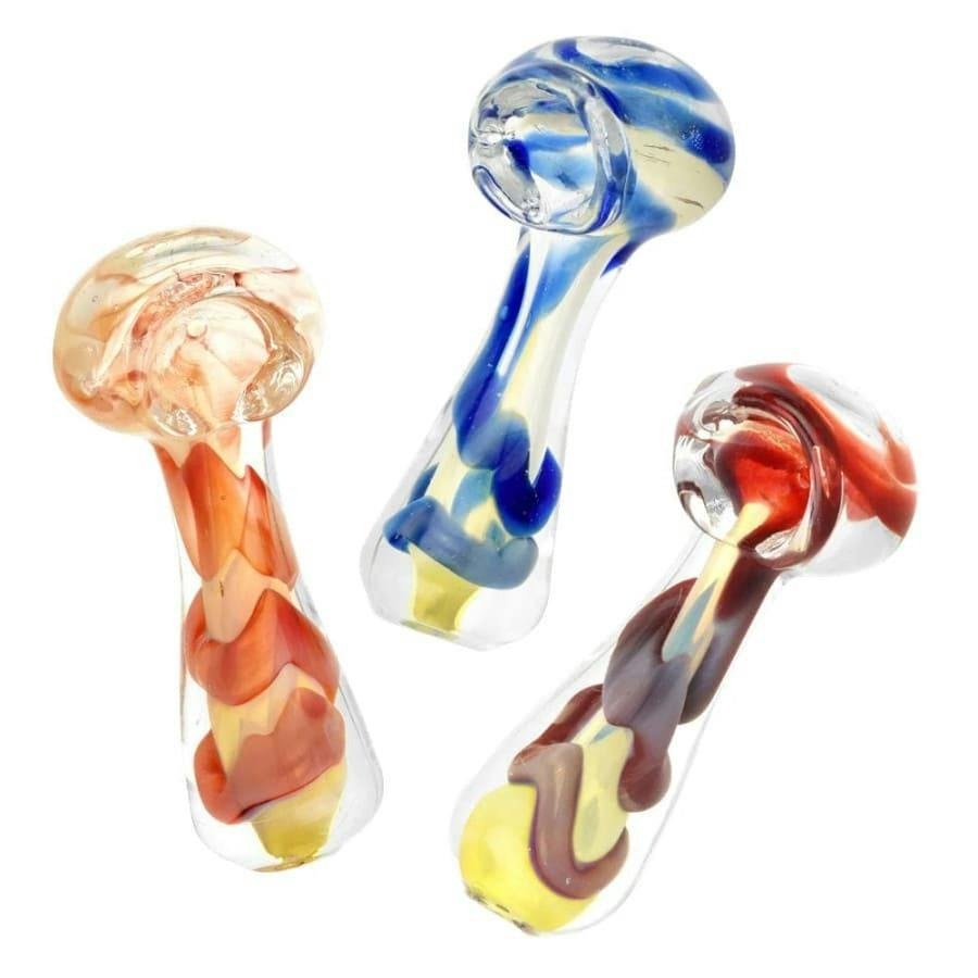 Fumed Jumbo Swirl Spoon Pipe 3" (ASSORTED COLOURS)