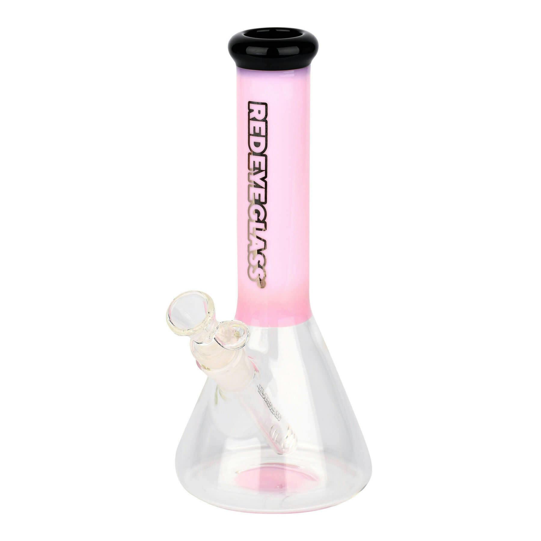 RED EYE GLASS 9.5" Tall Nollie Beaker Tube Bong W/Black Mouthpiece (PINK)