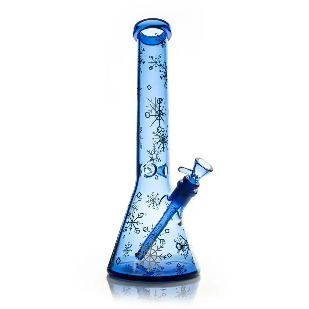 RED EYE GLASS - 15" Tall Winter Wonderland Beaker Bong (SAPPHIRE BLUE)