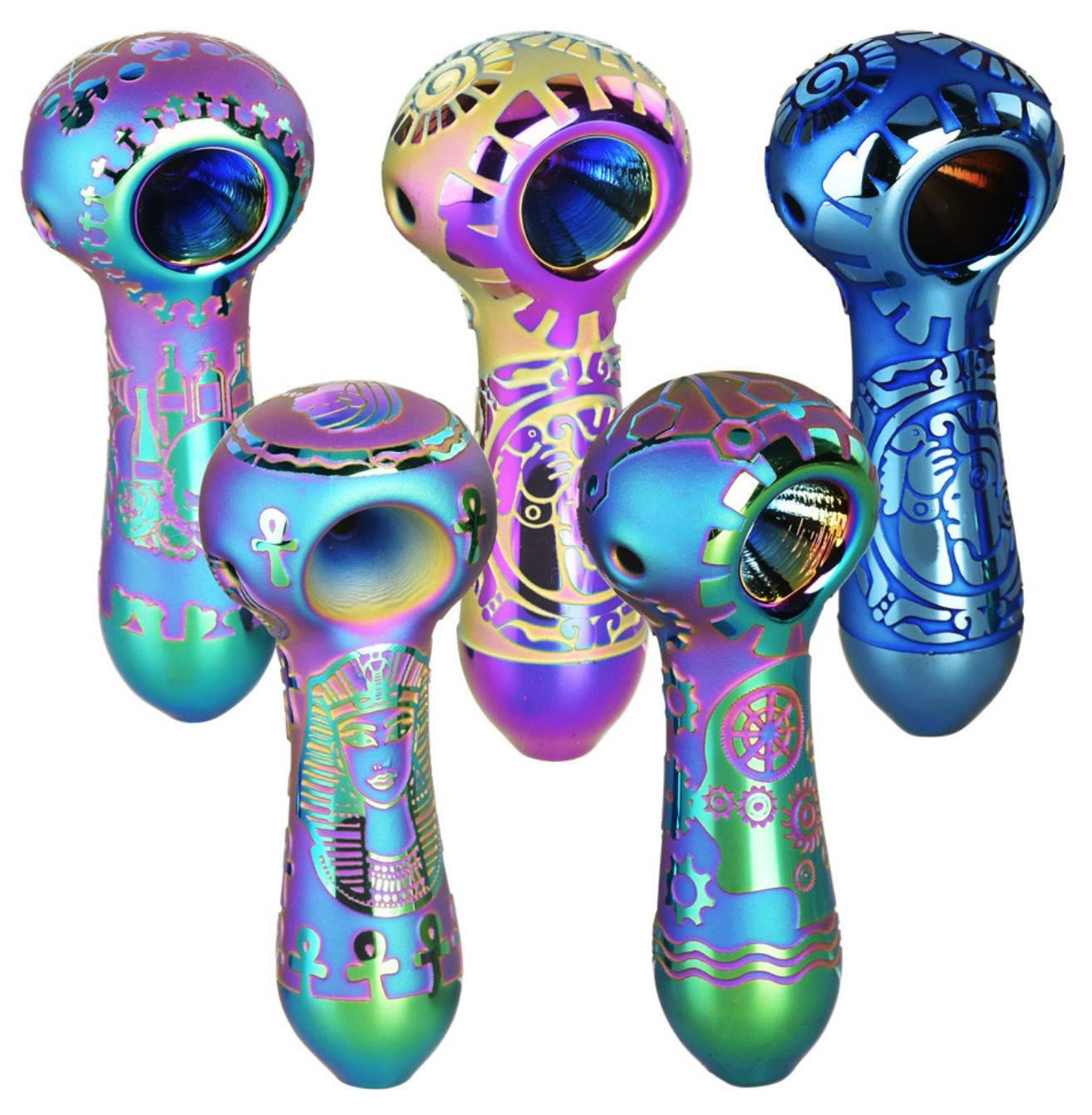 Geo Neo Glass Spoon Pipe - 4"- Assorted Colours & Designs