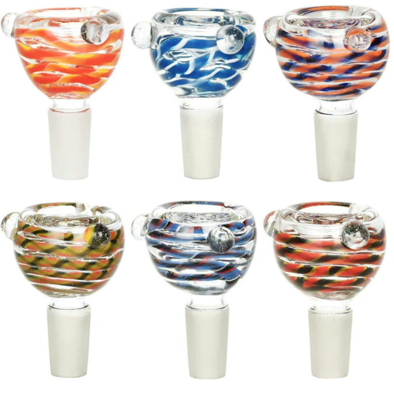 Glass on Glass Bowl Pull Stem - 14mm (COLOURS VARY)