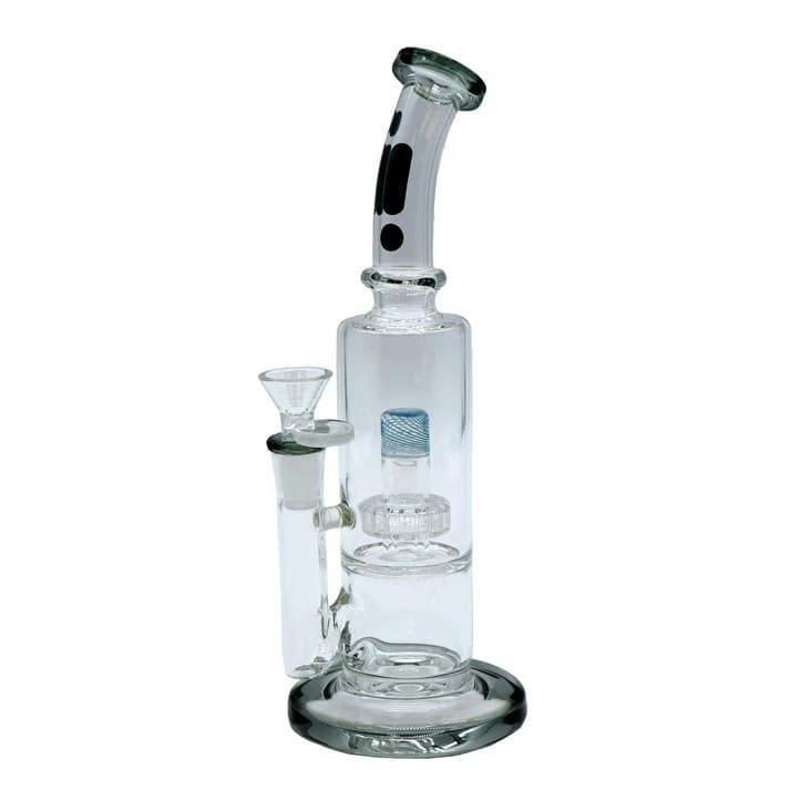 INFYNITI - 10" Stemless Barel Perk Dab Rig W/ Bent Neck (SMOKE)