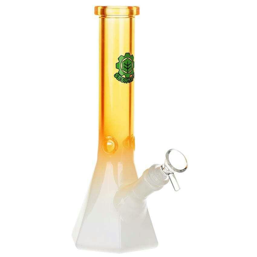 SESHGEAR - 10" Tall 14mm Prismatic Bliss Ombre Glass Bong (ORANGE/WHITE)