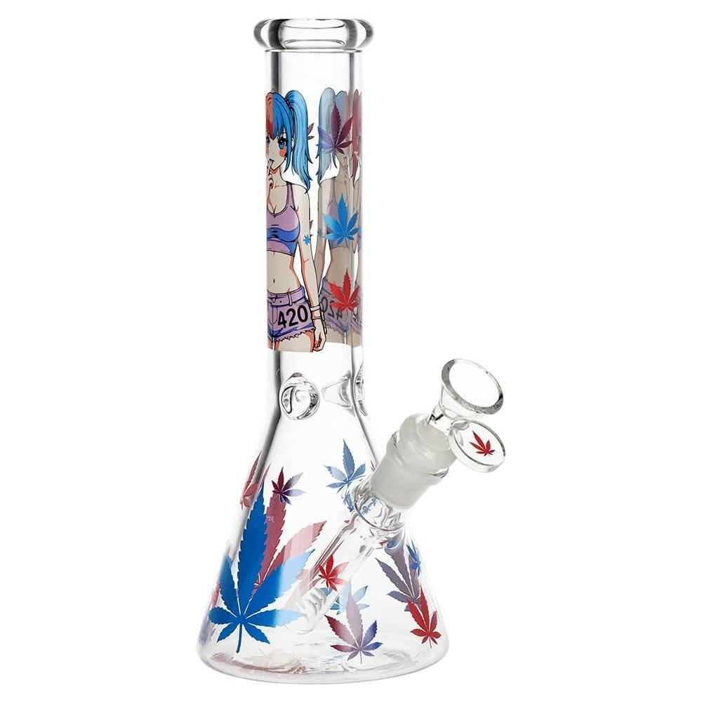 10" Tall 14mm 420 Anime Girl Glass Bong