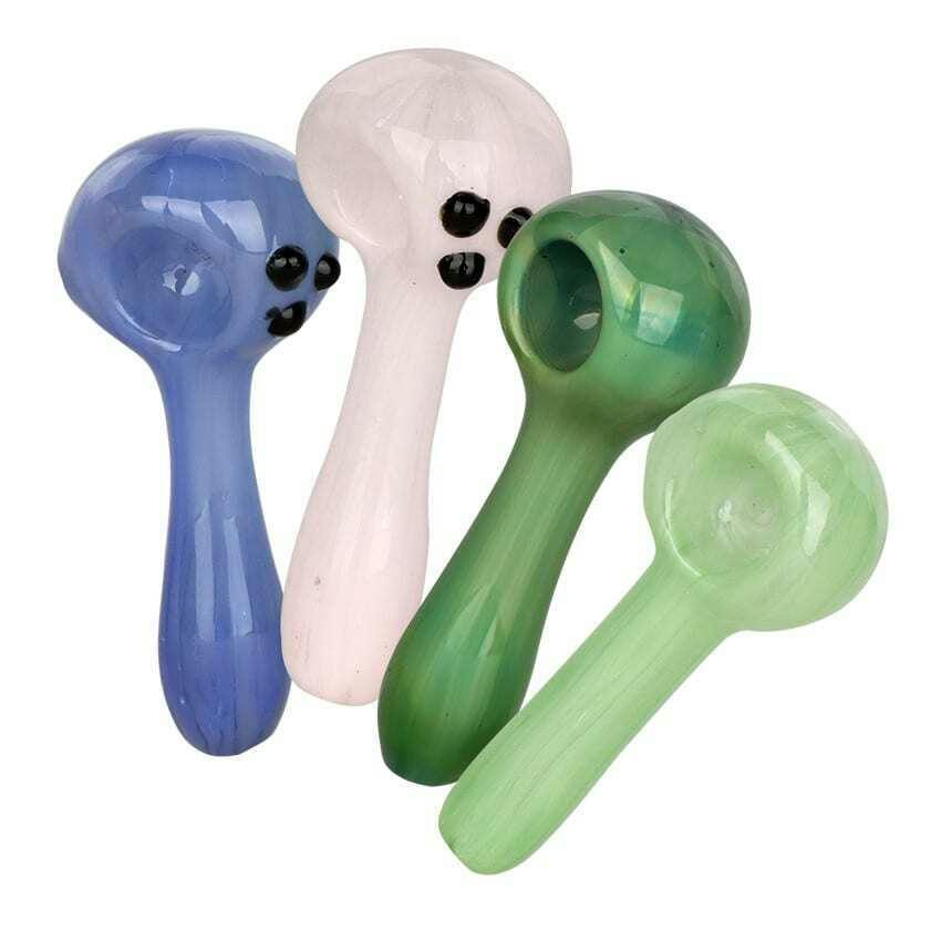 3.5"- 4" Deluxe Coloured Glass Spoon Pipe (COLOURS AND STYLES VARY)