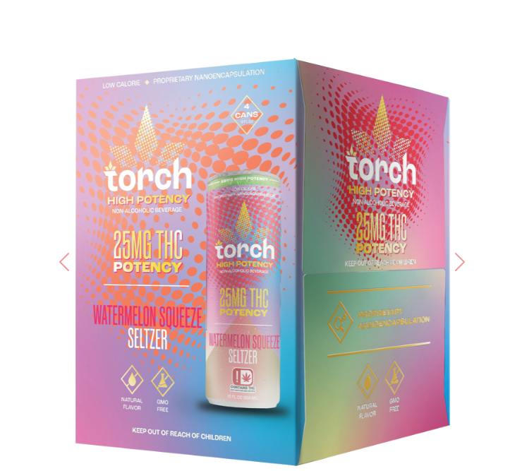 4pk. Watermelon Squeeze THC Seltzer | 25mg