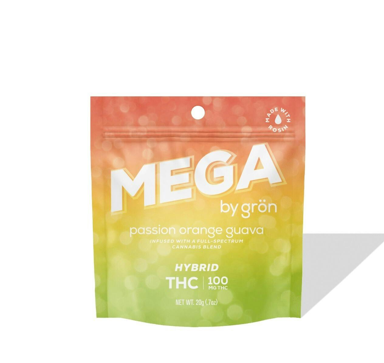 Grön | Passion Orange Guava Mega 2pk | 100mg Gummies