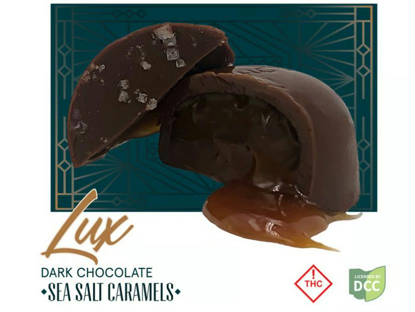 Lux | Dark Chocolate Sea Salt Caramels 5pk | 100mg Live Resin Caramels