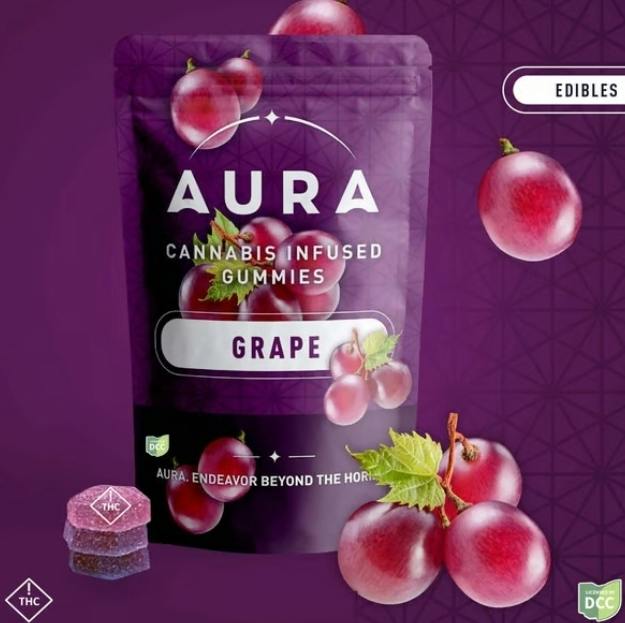 Aura | Grape Crunch +CBG 11pk | 100mg Gummies