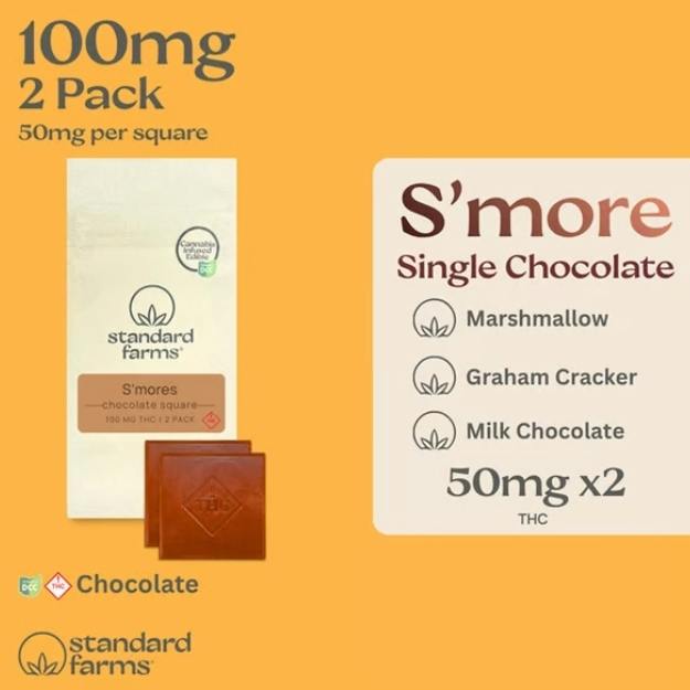 Standard Farms | Milk Chocolate S'mores 2pk | 100mg Chocolates