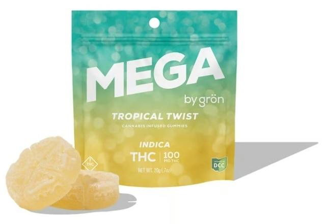 Grön | Tropical Twist Mega 2pk | 100mg Gummies