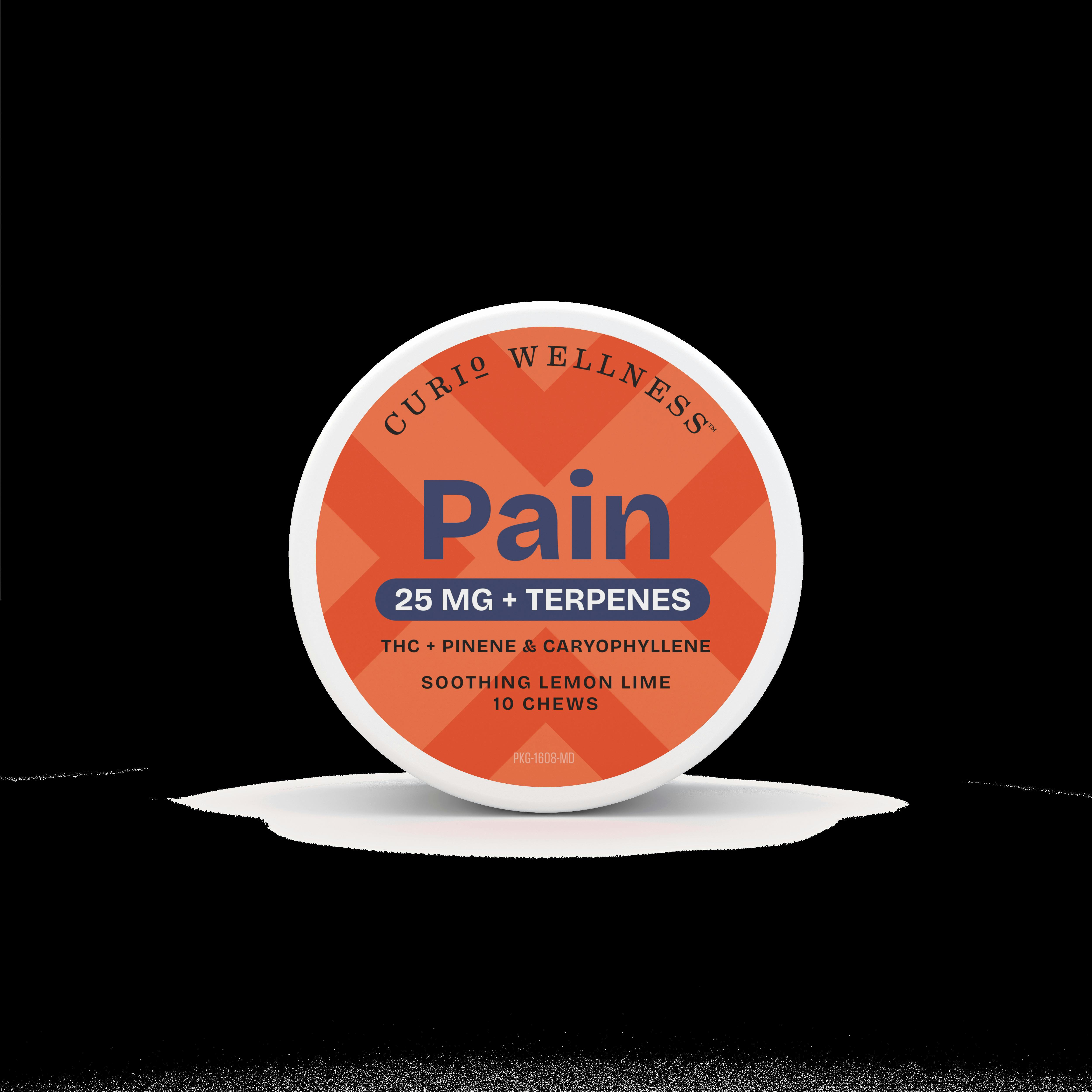 CURIO WELLNESS - PAIN - SOOTHING LEMON LIME CHEWS 250MG + TERPENES 10PK