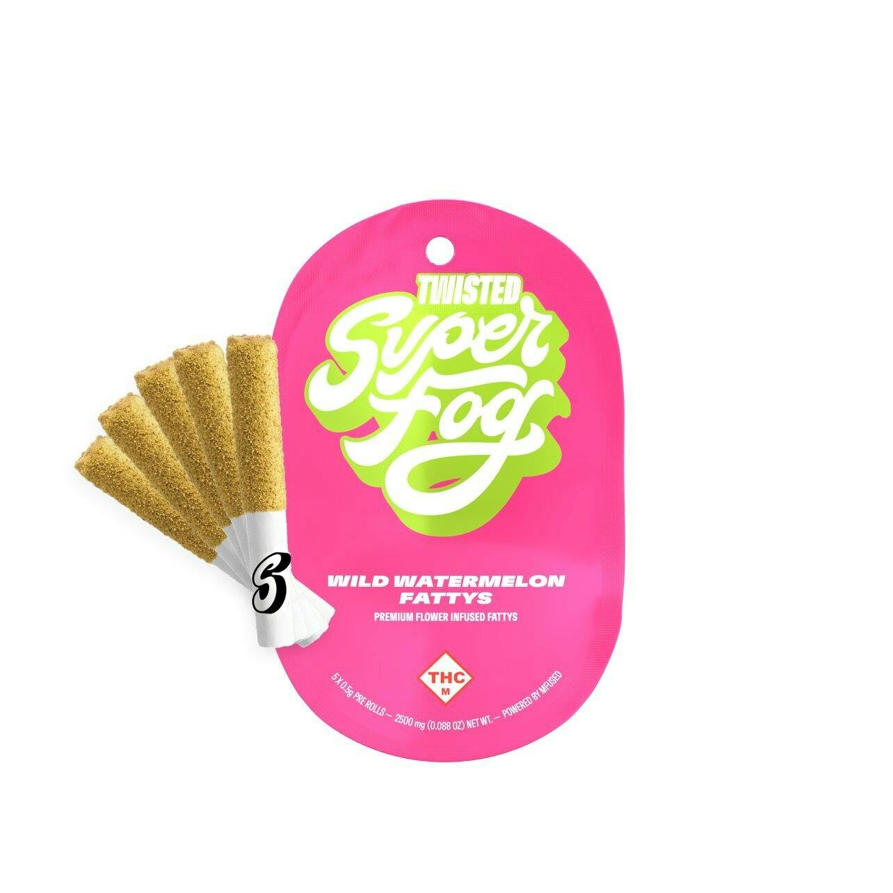 MFUSED - WILD WATERMELON TWISTED FATTYS INFUSED 0.5G PREROLL 5PK