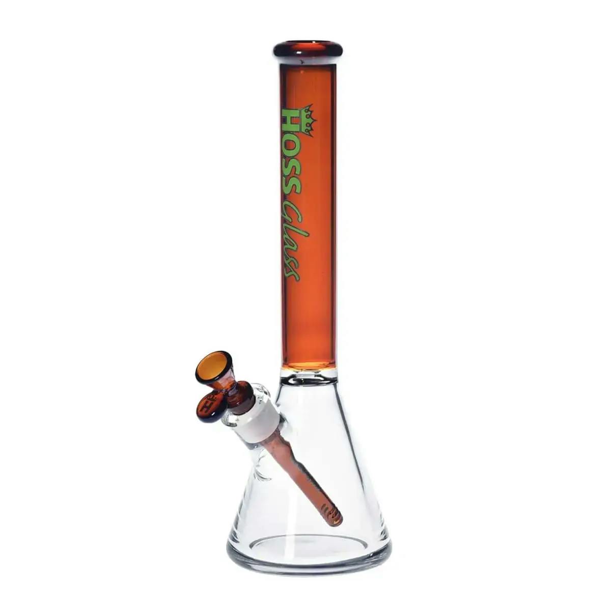 14" Beaker with Coloured Neck by Hoss Glass