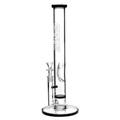 Straight Tube w/ Honeycomb Disc Perc by Grav - 16" 44 x 4mm - Black Color Accent
