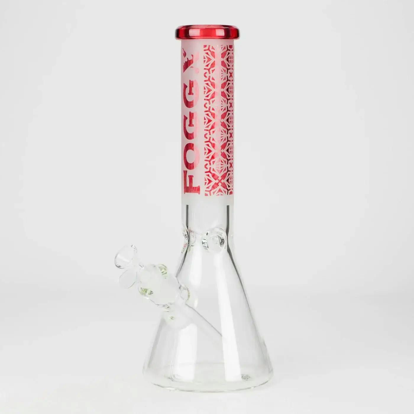 FOGGX 14" Sandblasted Beaker Glass Water Pipe - 7mm Thick Red