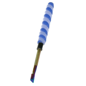 6" Twirly Glass & Stainless Steel Dab Tool - Blue