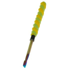 6" Twirly Glass & Stainless Steel Dab Tool - Green/Yellow