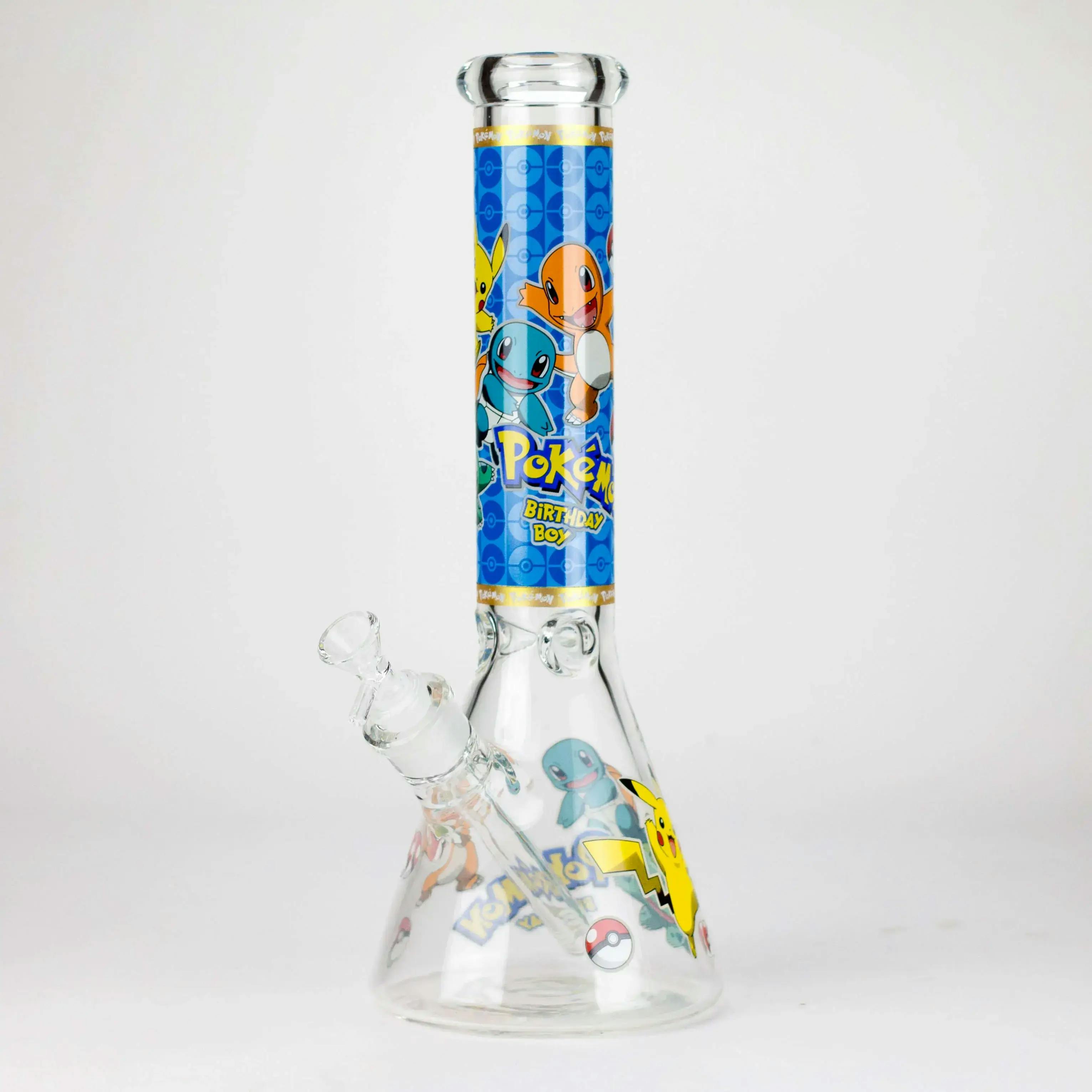 14" Carton Design 7mm Thick Heavy Duty Glass Beaker Bong - Glow in the Dark